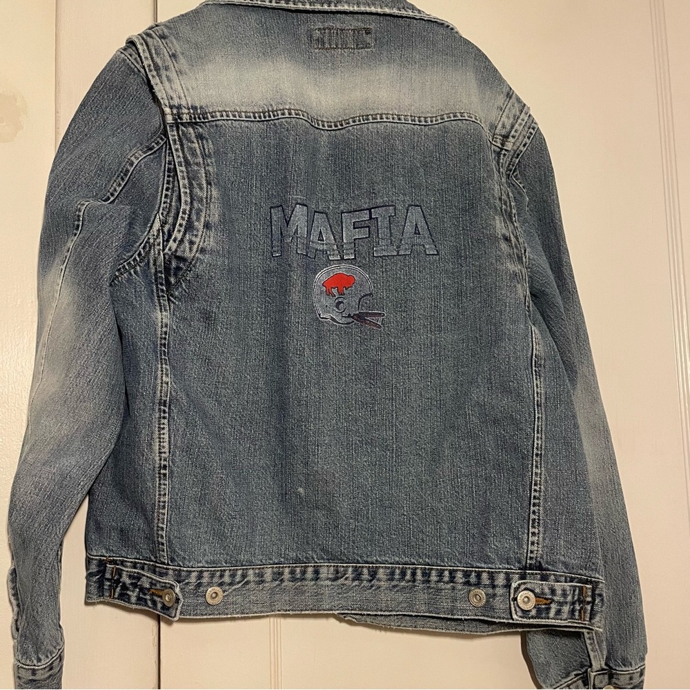 Vintage Bills Mafia Denim Jean Jacket Size Medium